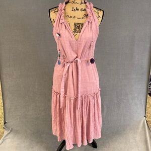 MISA tassle halter maxi dress